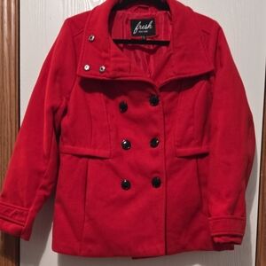 Fresh Vibrant Red Peacoat